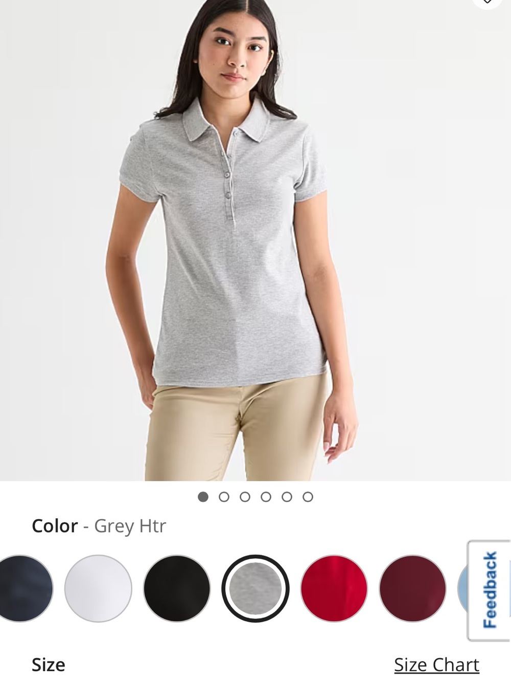 Junior’s Grey Heather Polo Top - 2 pack